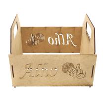 Cesto Porta Alho Decoração Enfeite 20x17x15 Mdf Madeira