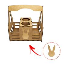 Cesto Porta Garrafa Para Presente Com Aplique Coelho 24,5x18x25,5 Laser Mdf Madeira