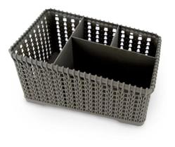 Cesto Porta Objeto Com 4 Divisórias Plástico Decorado Cor Cinza