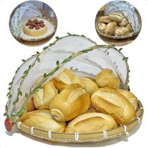 Cesto Porta Pão/Bolo De Bambu Grande 40cm C/ Cobertura Retrátil Redondo Cesto Porta Pão/Bolo De Bambu Grande 40cm C/ Cobertura Retrátil Redondo