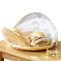 Cesto Porta Pão Bolo Frutas Cobertura Retrátil Redondo Bambu