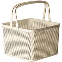 Cesto Quadrado Línea Com Alça Em Plástico Creme 27x27x20cm - Paramount