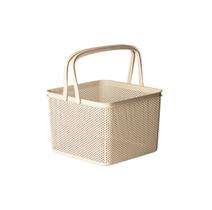 Cesto Quadrado Línea com Alça em Plástico Creme 27x27x20cm - Paramount