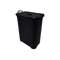 Cesto rattan de roupas 50lts grande com tampa para banheiro lavanderia casa arqplast