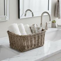 Cesto Rattan Natural Organizador Decorativo Multiuso 40cm