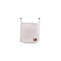 Cesto Redondo 28cm Algodão Alça de Couro Yoi Cesto Redondo 28cm Algodão Alça de Couro Yoi