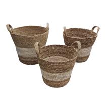 Cesto Redondo De Fibra Natural Com Alça - 3 pcs