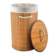 Cesto redondo em bambu natural com forro 60x36cm