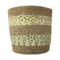 Cesto Redondo Fibra Natural G 25X25 Cachepô Cesta Decoração