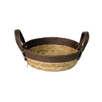 Cesto Redondo Fibra Natural Palha e Marrom Com Alça 30cm - Paramount Cesto Redondo Fibra Natural Palha e Marrom Com Alça 30cm - Paramount