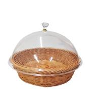 Cesto Redondo Rattan Tampa Porta Paes Bolos Exposição 30cm