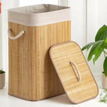Cesto Retangular De Bambu Para Lavanderia 50L