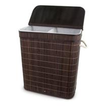 Cesto Retangular Duplo de Bambu Orgânico Natural Lavanderia Banheiro - Mimo Style