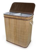 Cesto Retangular Duplo de Bambu Orgânico Natural Lavanderia Banheiro - Mimo Style