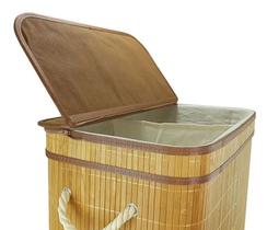 Cesto Retangular Duplo de Bambu Orgânico Natural Lavanderia Banheiro - Mimo Style Cesto Retangular Duplo de Bambu Orgânico Natural Lavanderia Banheiro - Mimo Style