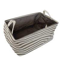 Cesto Retangular em Tecido Cinza e Branco
