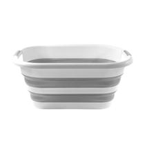 Cesto Retrátil Dobrável Silicone 26L C/ Alça Powermaid Cinza