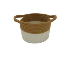 Cesto Round Gist Cotton com Alça Branco e Bege 20cm - Mimo Style Cesto Round Gist Cotton com Alça Branco e Bege 20cm - Mimo Style