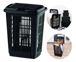 Cesto Roupa Lavanderia Multiuso Lixeira Preta Com 60 Litros Cesto Roupa Lavanderia Multiuso Lixeira Preta Com 60 Litros