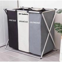 Cesto Roupa Suja 3 Divisórias Lavanderia Organização Balde Caixa Saco Armazenar Roupas Compartimento Cesto Roupa Suja 3 Divisórias Lavanderia Organização Balde Caixa Saco Armazenar Roupas Compartimento