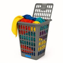 Cesto roupa suja 48 litros organizador grande multiuso lavanderia quarto telado roupeiro grande 48l brinquedo banheiro c