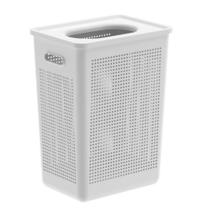 Cesto Roupa Suja Brinquedos Organizador Lavanderia Com Tampa Branco 38L Ou