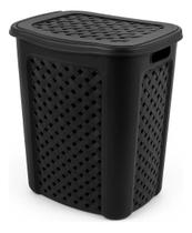 Cesto Roupa Suja Com Tampa Rattan 45l Plástico Organizador Cesto Roupa Suja Com Tampa Rattan 45l Plástico Organizador