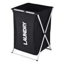 Cesto Roupa Suja Dobrável Cromado Preto Multiuso Lavanderia Cesto Roupa Suja Dobrável Cromado Preto Multiuso Lavanderia