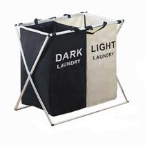 Cesto Roupa Suja Duplo Roupeiro 2 Divisoes Cromado Organizador Lavanderia Quarto Banheiro Multiuso