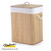 Cesto Roupa Suja Em Bambu Com Tampa Banheiro Mimo Style - Mimo Style