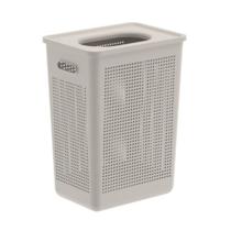 Cesto Roupa Suja Lavanderia Organizador Bege Com Tampa 38L Ou