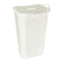 Cesto Roupa Suja Organizador Banheiro Vime 50 Litros Branco - Arqplast