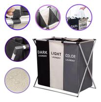 Cesto Roupa Suja Organizador Com 3 Divisórias Cor Multiuso Cesto Roupa Suja Organizador Com 3 Divisórias Cor Multiuso