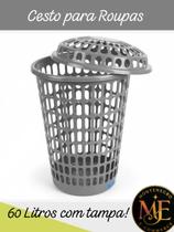 Cesto Roupa Suja Organizador Gigante 60 Litros Reforçado Telado com Tampa Roupa Lixo Papel Toalha