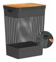Cesto Roupa Suja Organizador Lavanderia Brinquedos Cor Preto Cesto Roupa Suja Organizador Lavanderia Brinquedos Cor Preto