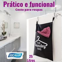 Cesto Roupa Suja Para Porta Dobrável 25L Preto Organizador
