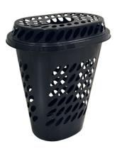 Cesto Roupa Telado Oval 60 Litros C/ Tampa