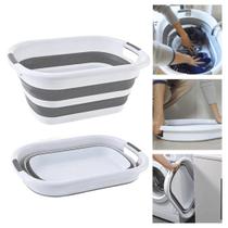 Cesto Roupas 26l Balde Retráti Bacia Dobrável Silicone Cesto Roupas 26l Balde Retráti Bacia Dobrável Silicone