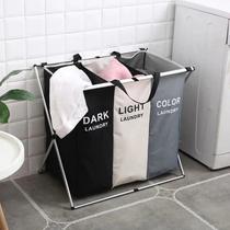 Cesto Roupas 3 Compartimentos Lavanderia Organização Caixa Balde Saco Armazena Suja Bacia Cesto Roupas 3 Compartimentos Lavanderia Organização Caixa Balde Saco Armazena Suja Bacia