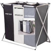 Cesto Roupas Brinquedos Multiuso 3 Compartimentos Organizador Lavanderia Porta Objetos