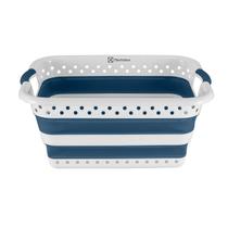 Cesto Roupas Dobrável Electrolux 40L Branco Azul Retrátil Multiuso