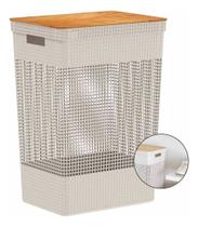 Cesto Roupas Grid 49l Tampa Bambu CG455BGF Ou - Cor Bege