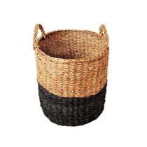 Cesto Seagrass Redondo Balki Black Com Alça 35X35cm - Yoi