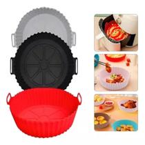 Cesto Silicone Air Fryer Redondo Reforçado Forno Micro-ondas