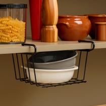 Cesto Suspenso Organizador de Armário Pequeno Preto 22Cx18Lx10A cm Prático e Resistente DiCarlo by BSMIX