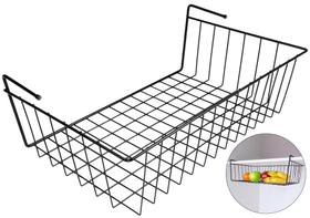 Cesto Suspenso Prateleira Organiza Cozinha Armário G Preto