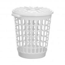 Cesto Telado Com Tampa Reciclado Branco Preto Cinza 30L