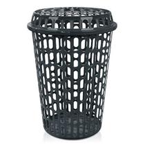 Cesto Telado Organizador 60 Litros Com Tampa Preto Arqplast