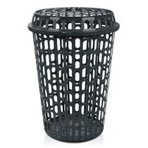 Cesto Telado Organizador 60 Litros Com Tampa Preto Arqplast