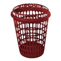 Cesto Telado Para Roupas Suja de Lavanderia Com Tampa 60 Litros Organizador Alto Redondo Multiuso Arcaplast